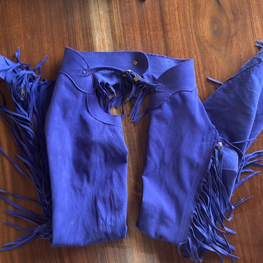 Youth medium purple suede western chaps
